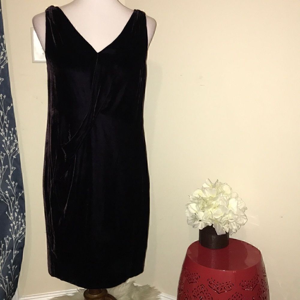 Vince Plum Velvet Drape-Front Sleeveless Dress